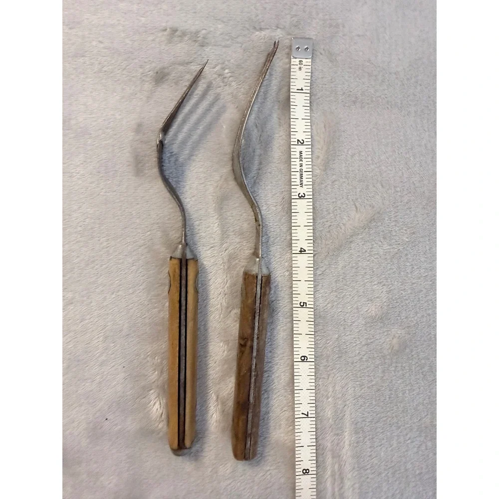 Antique Bone Handle Steel Forks Primitive Rustic Flatware Lot of 2 Different Szs